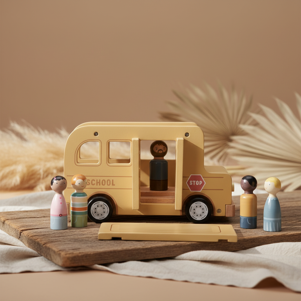Holz-Schulbus für Kinder – fantasievolles Rollenspiel