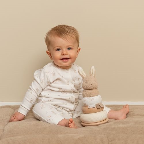Personalized Baby Bunny Stacking Toy with Name - Birth Gift