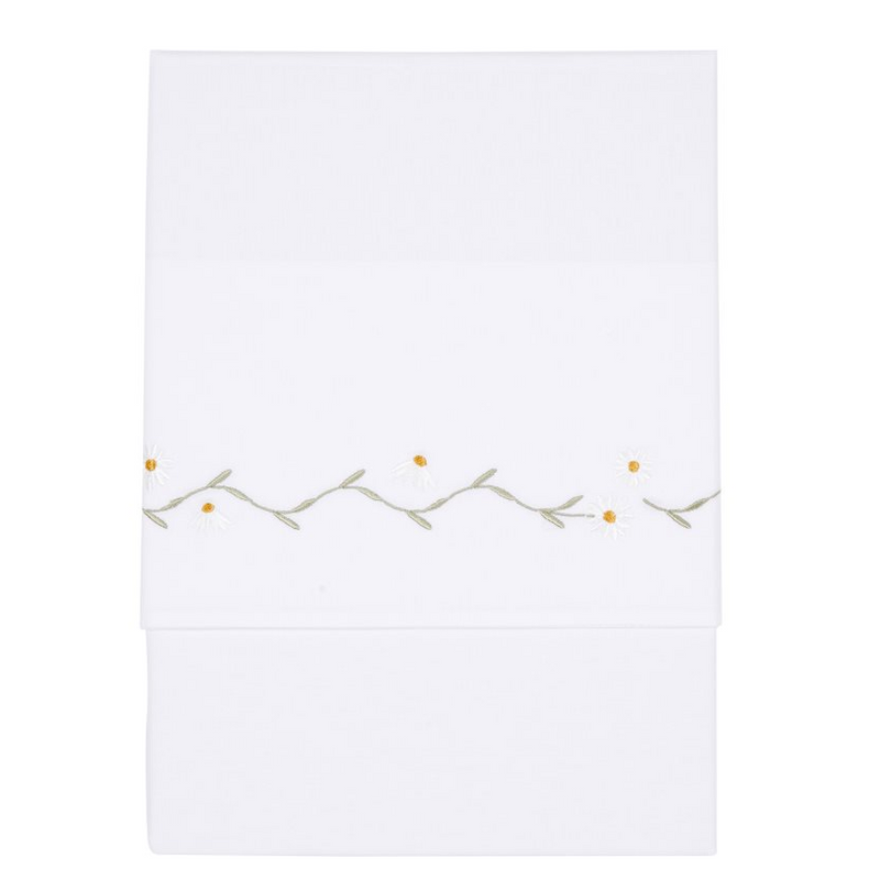 Daisy embroidered children's bed sheet 110 x 140 cm | Little Dutch