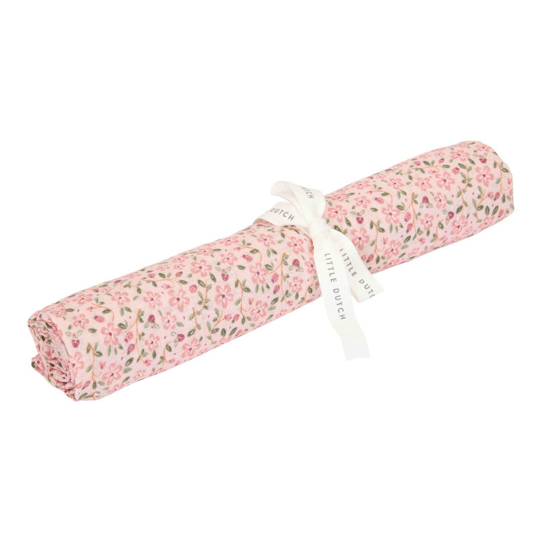 Lange en mousseline 120 x 120 cm Motif Fée Florale | Little Dutch