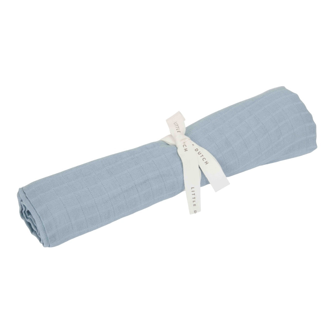 Musselintuch Swaddle 120 x 120 cm - Pure Denim Blue | Little Dutch