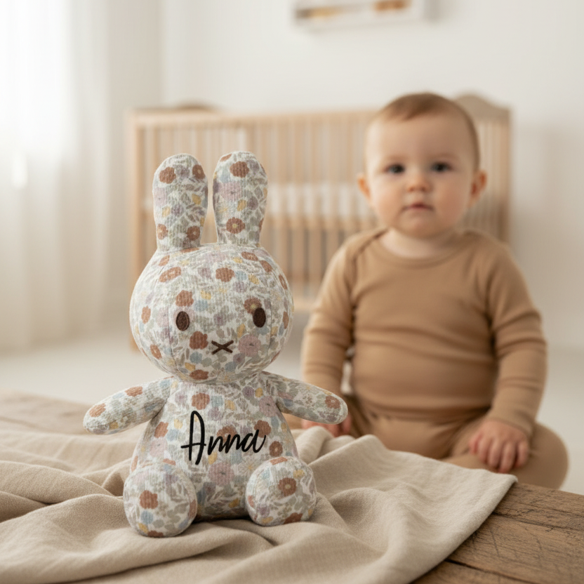 Plush Toy Miffy Rabbit Little Flowers 25 cm - Gift for Birth