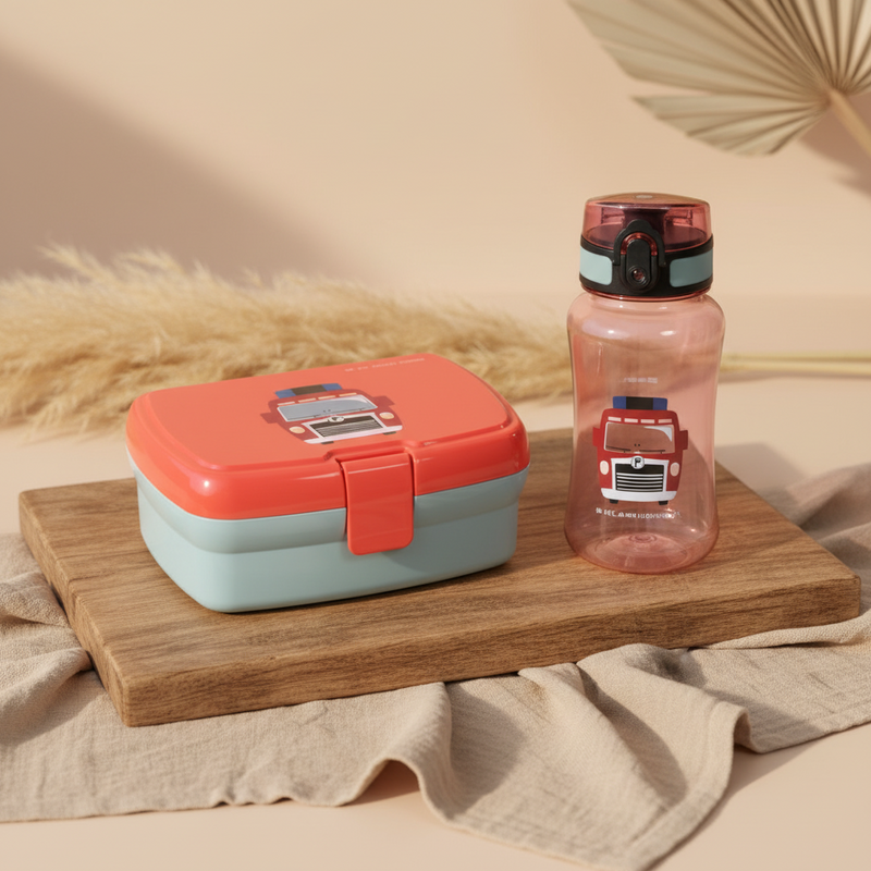 Set de pause Bouteille & Boîte à goûter Tiny Drivers - Pompier | Lässig
