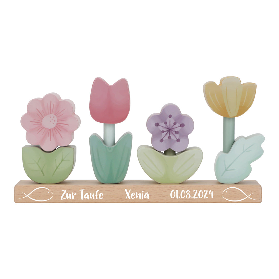 Stacked Flowers Fairy Garden "For Baptism"