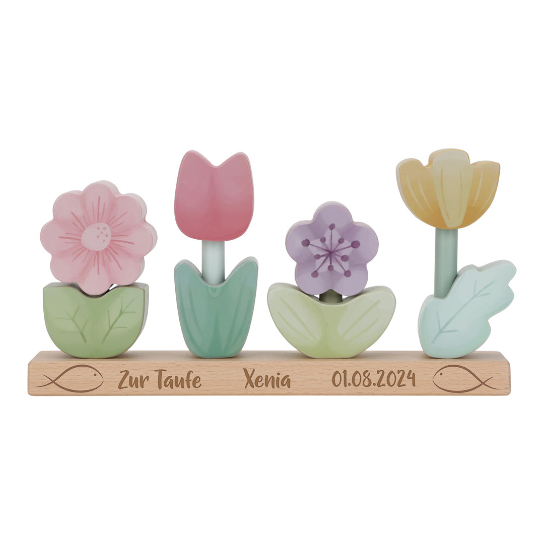 Stacked Flowers Fairy Garden "For Baptism"