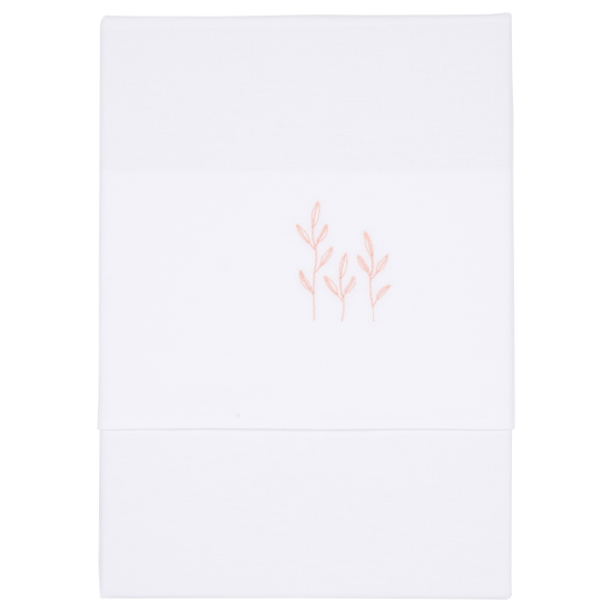 Children's bed sheet Wild Flowers embroidered 110 x 140 cm, pink | Little Dutch