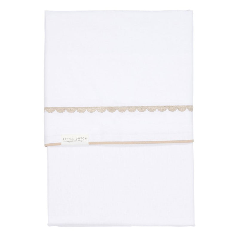 Wiegenlaken Rounded bestickt 70 x 140 cm, beige | Little Dutch