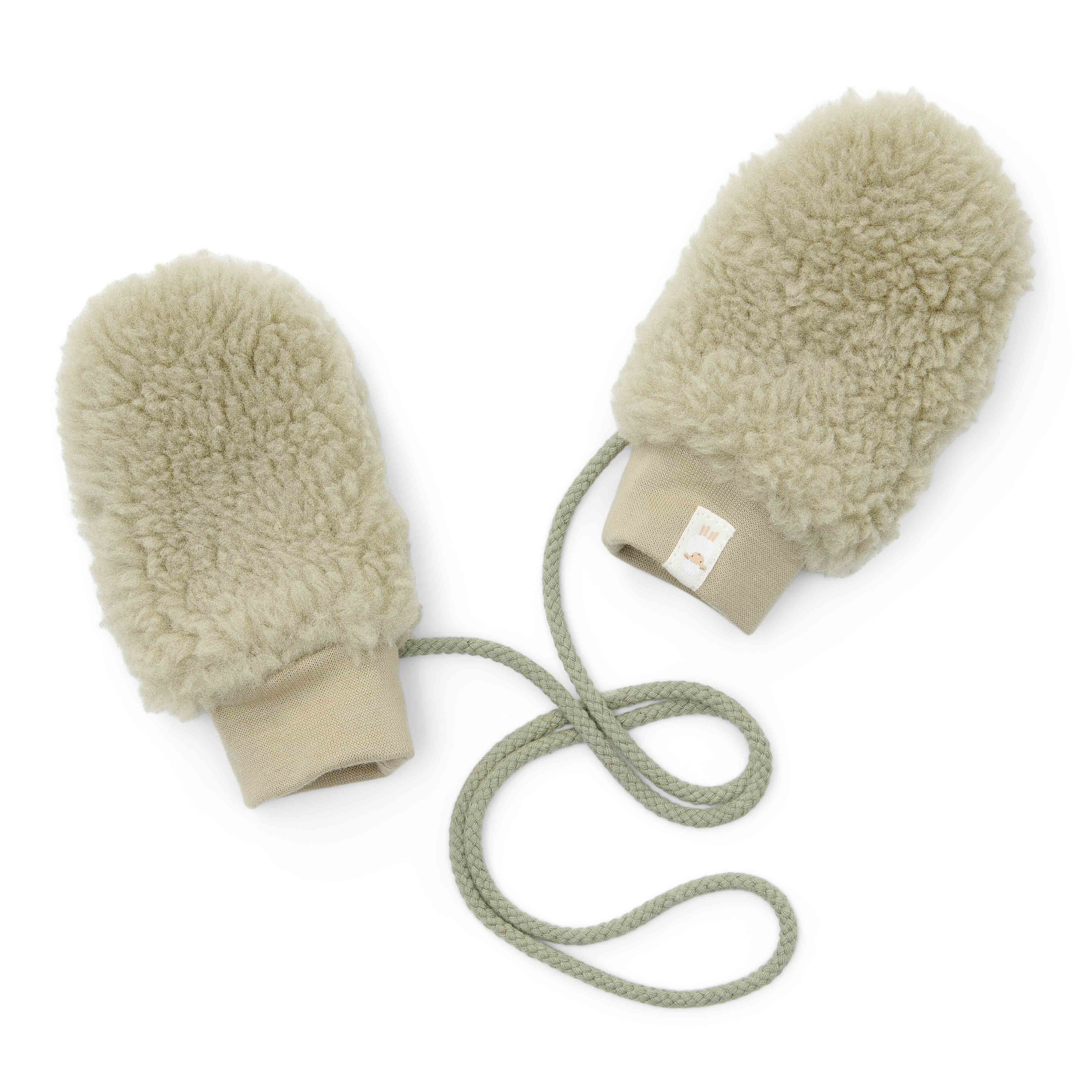 Mouffles Teddy vert doux – Moufles souples pour nouveau-nés