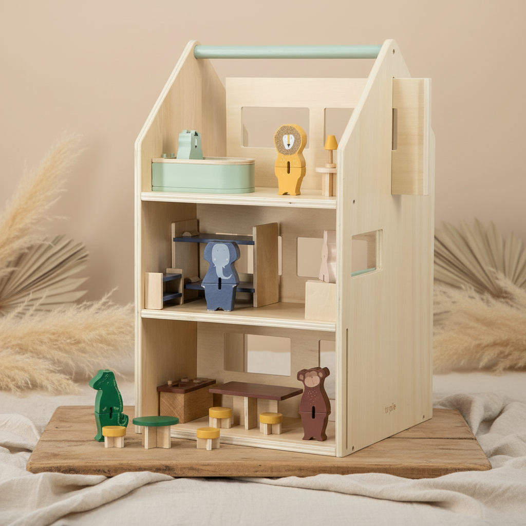 Maison de jeu en bois avec accessoires - Trixie | Article de second choix pour une 2ème vie