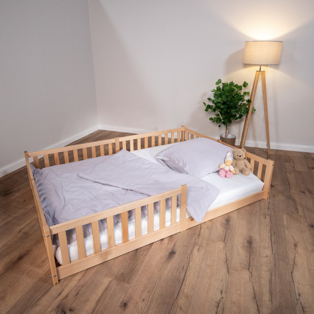Minimalistisches Bodenbett 140x200 cm aus Holz im Montessori Stil, niedriges Kinderbett für mehr Selbstständigkeit und ein ruhiges Kinderzimmer