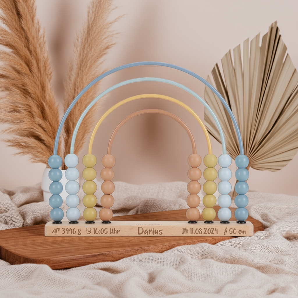Regenbogen Abakus Forest Friends Blau – Lernspielzeug aus Holz