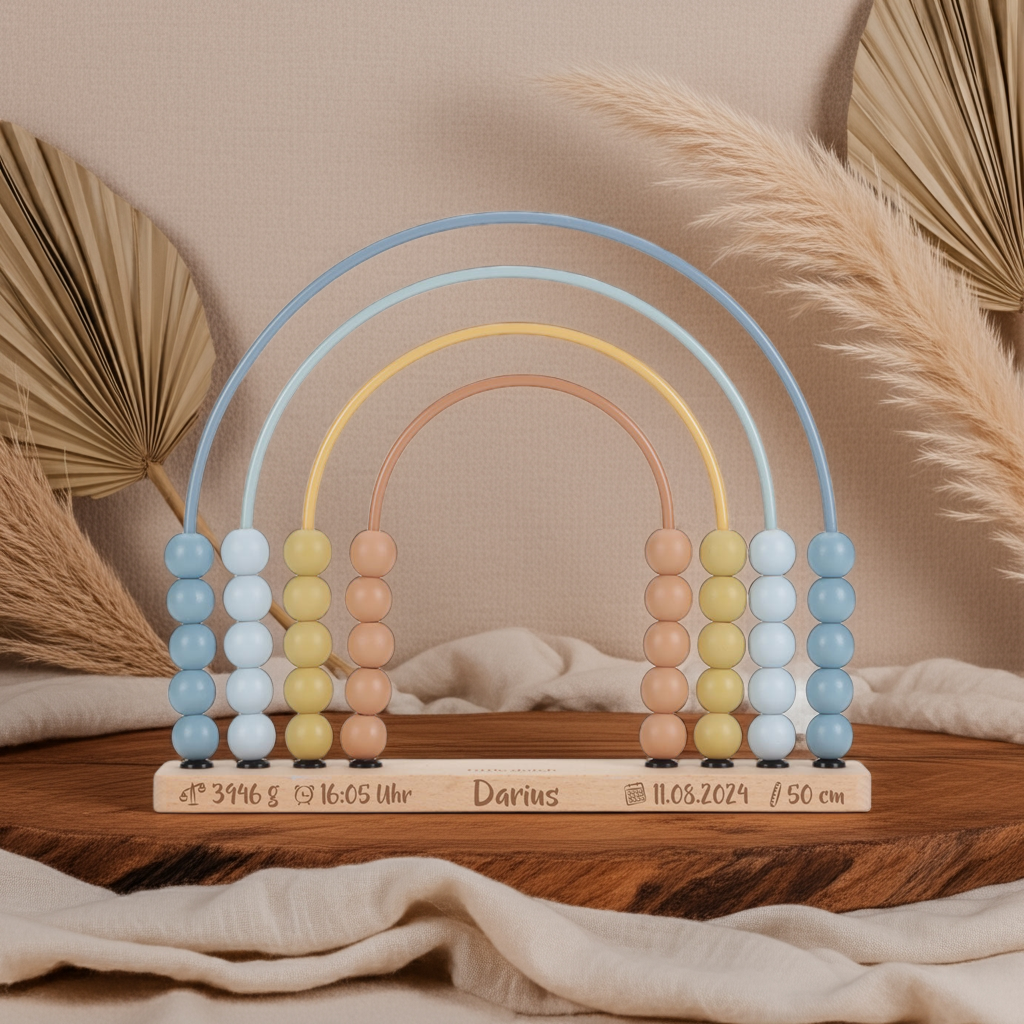 Regenbogen Abakus Forest Friends Blau – Lernspielzeug aus Holz