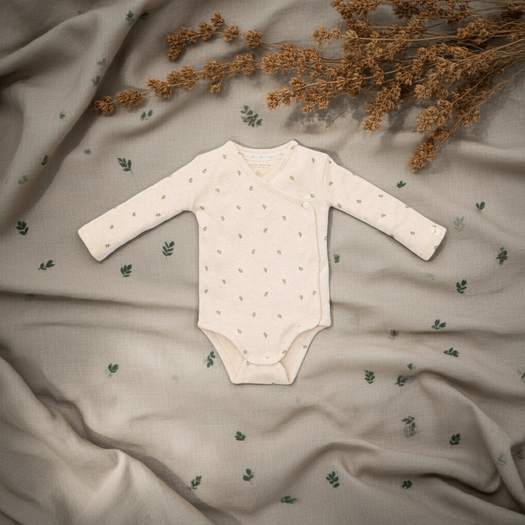 Body cache-cœur à manches longues Feuilles vertes - Little Farm | Little Dutch