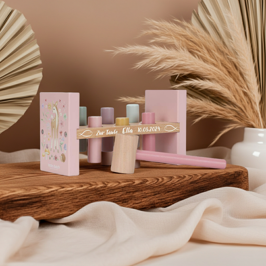 Hammerbank Fairy Garden aus Holz – Geschenk zur Taufe | Schmatzepuffer