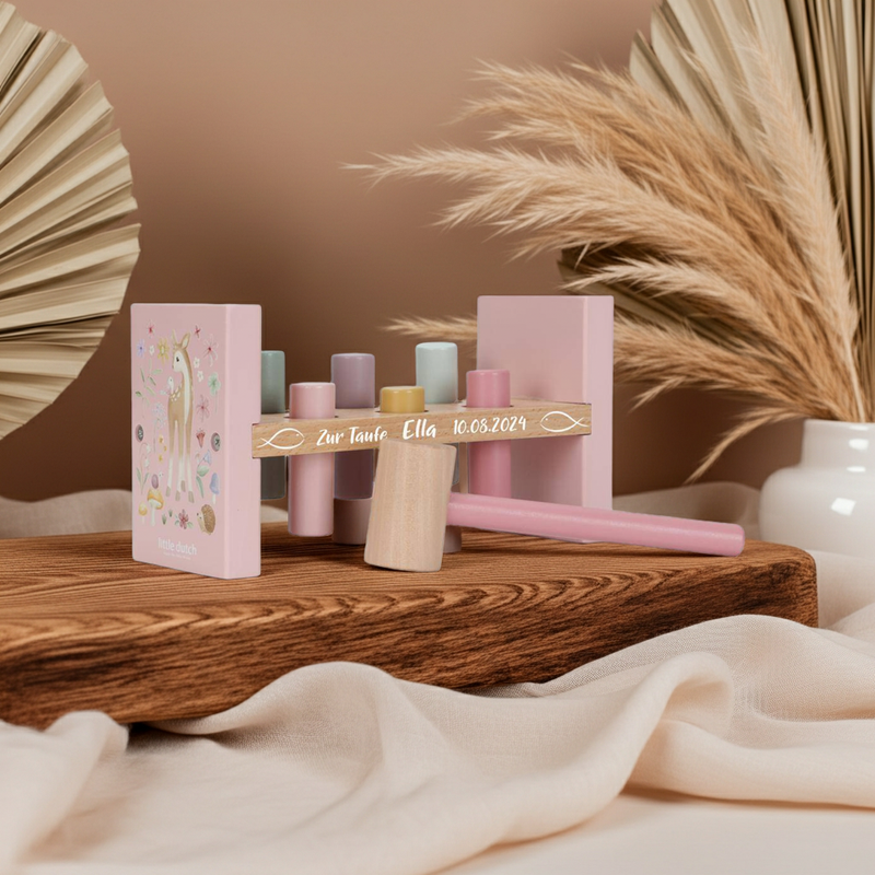 Hammerbank Fairy Garden aus Holz – Geschenk zur Taufe | Schmatzepuffer