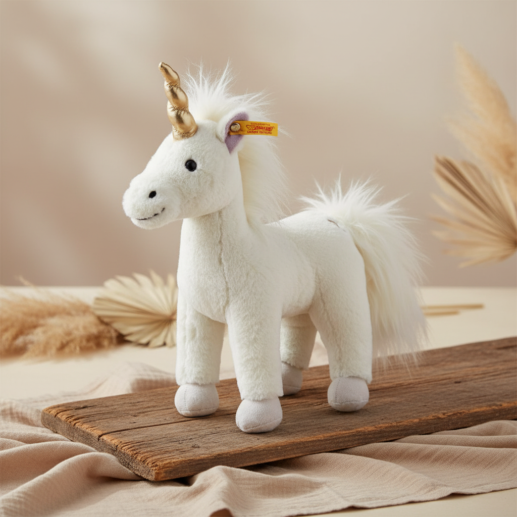 Steiff Licorne Unica debout, blanche, 27 cm