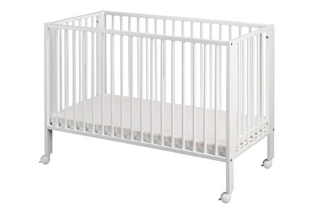 Foldable cot including foldable mattress beech white | tissi