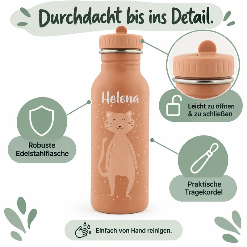 Botella de agua infantil Trixie Sra. Gato 500 ml – personalizable