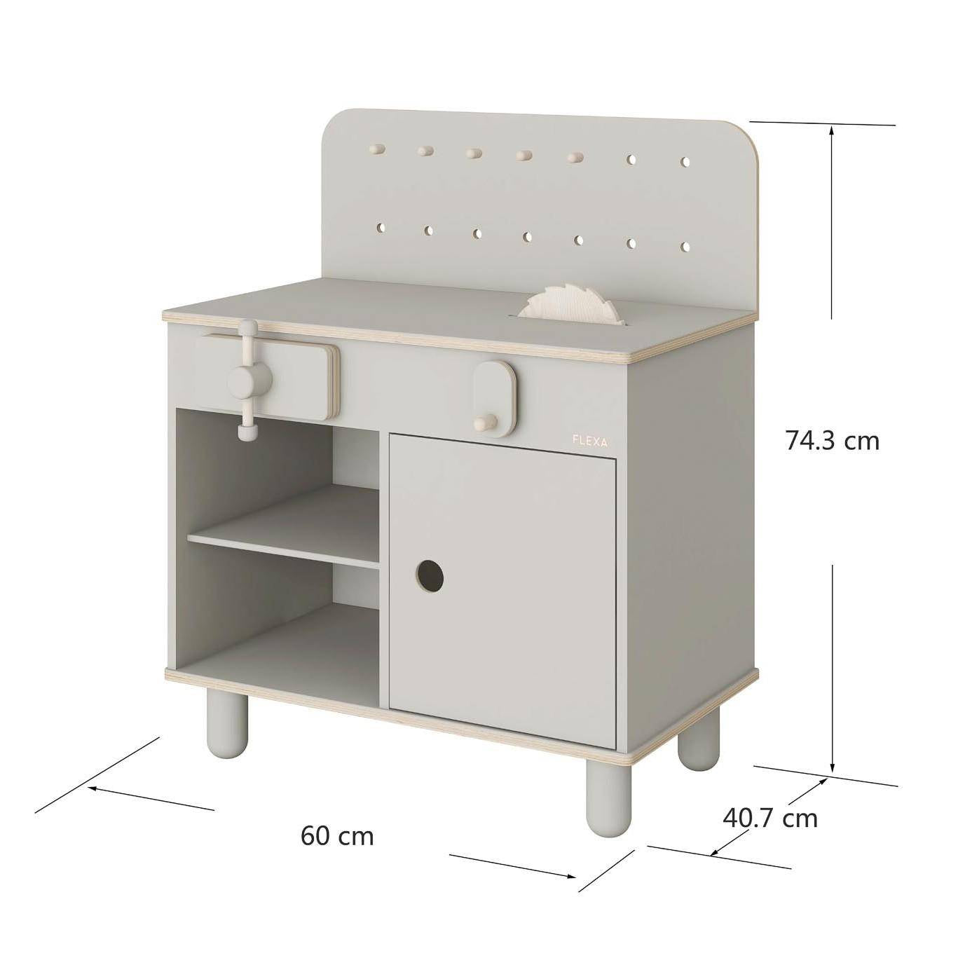 Werkbank Holz Play naturgrau I Flexa by Schmatzepuffer® personalisierbar